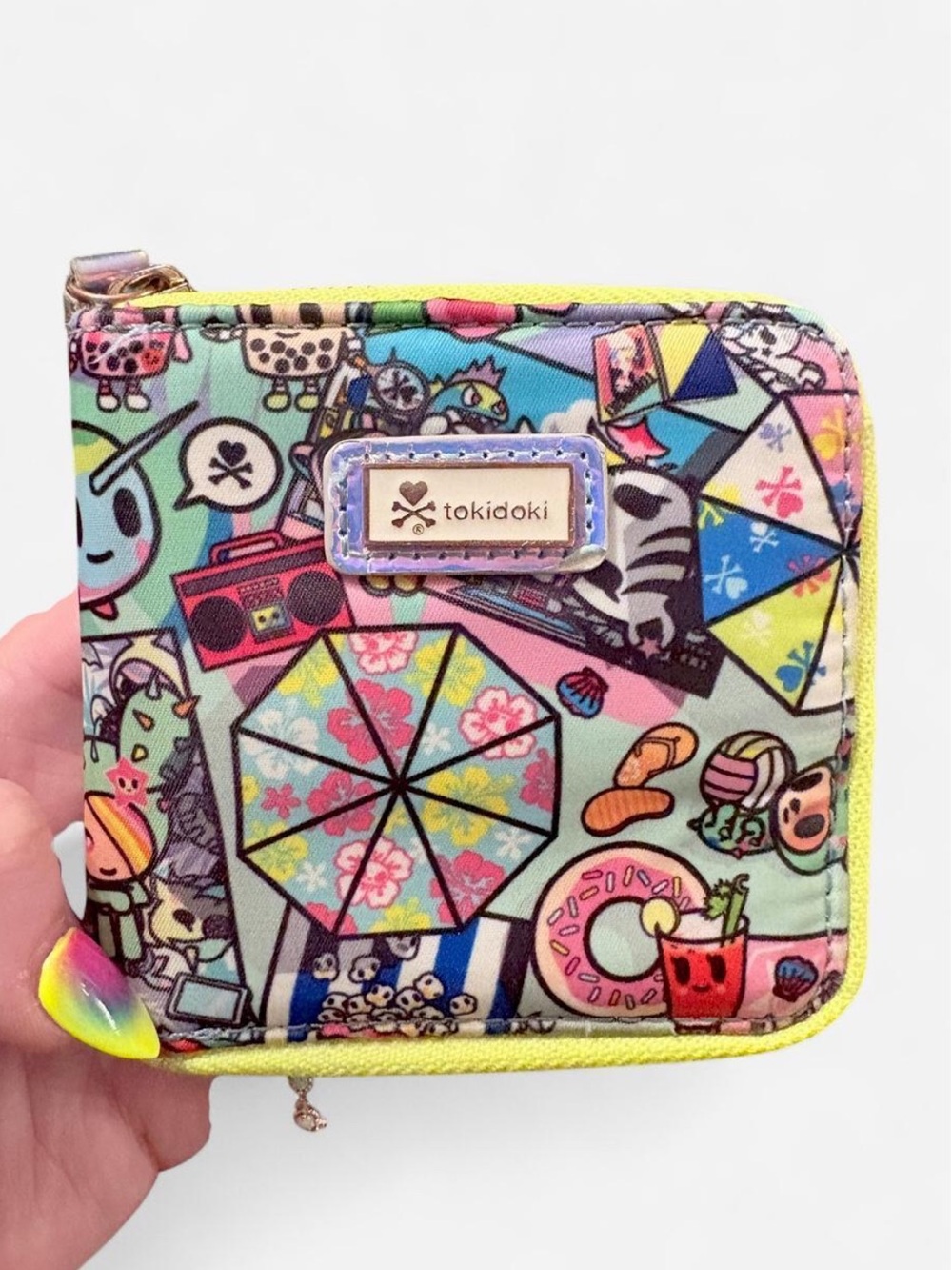 tokidoki square zip around wallet - Pool Party print